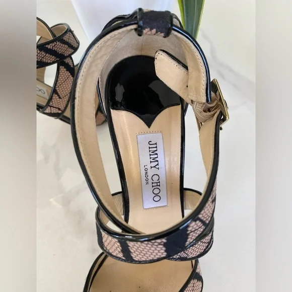 Jimmy Choo Strappy Snakeskin Heels - Size 39.5 (US 9.5) - Picture 4 of 12